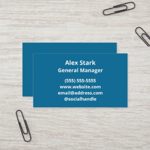 Solid Peacock Blue Business Cards
