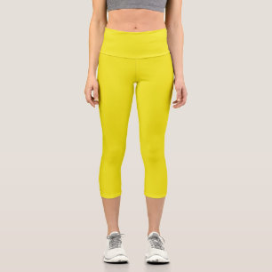 Solid pineapple bright yellow capri leggings
