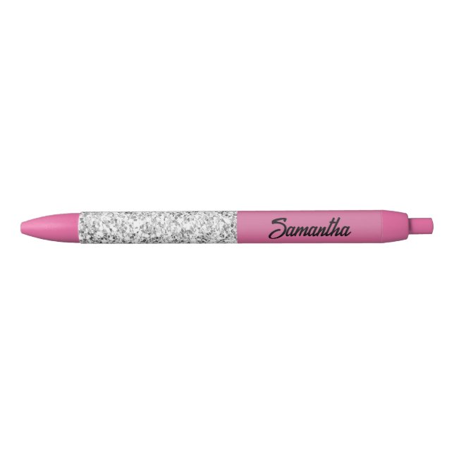 Solid pink and crystals black ink pen (Front)