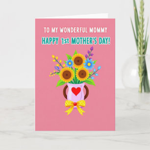 Solid Pink Floral Mom Card