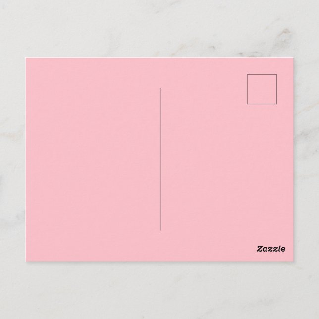 Solid Pink Post Card Personalized Greeting Design (Back)