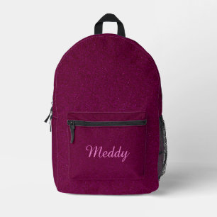 solid pinkish purple glitter cute girly printed backpack