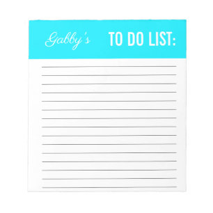 Solid plain blue personalised to do list notepad