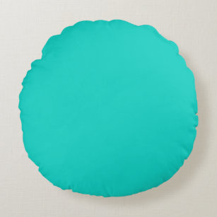Solid plain bright turquoise round cushion