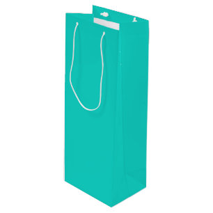 Solid plain bright turquoise wine gift bag