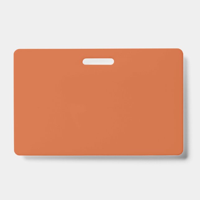 Solid plain harvest pumpkin orange ID badge (Front)