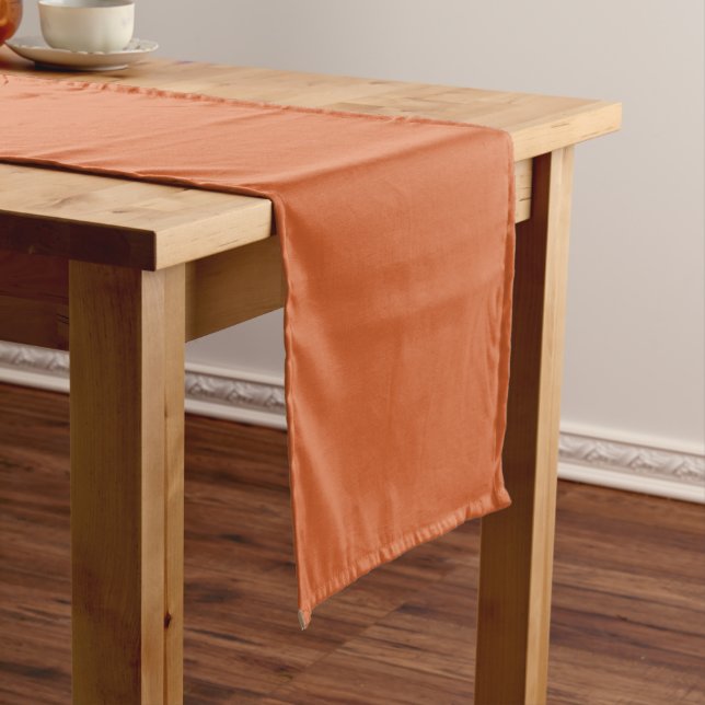 Solid plain harvest pumpkin orange short table runner (In Situ)