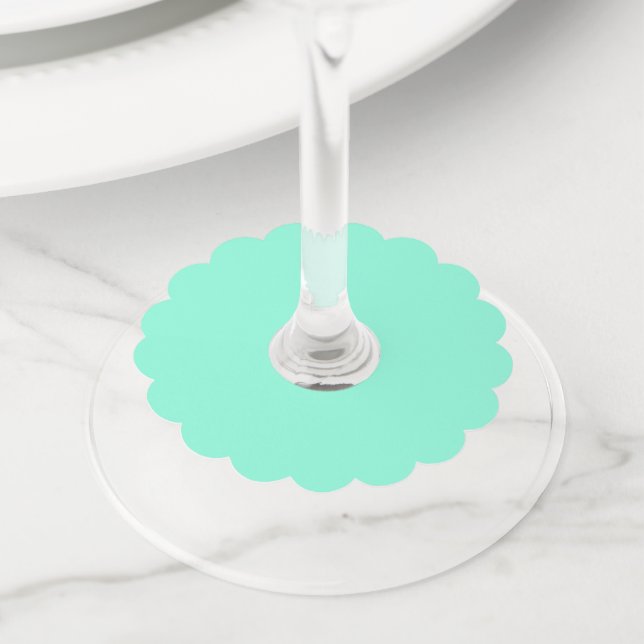 Solid plain magic mint wine glass tag (Close Up)