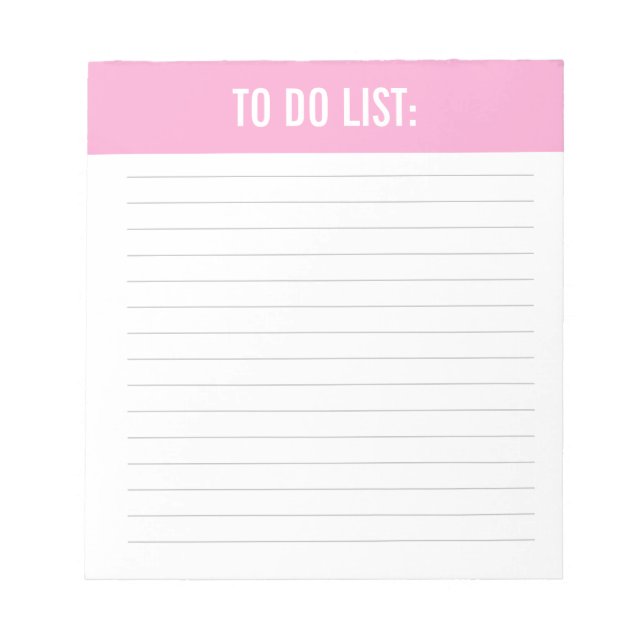 Solid plain pink to do list notepad (Front)