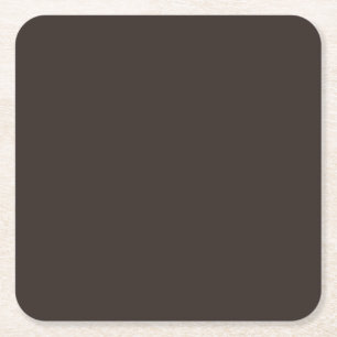 Solid, Plain Walnut Brown, Square Paper Coaster