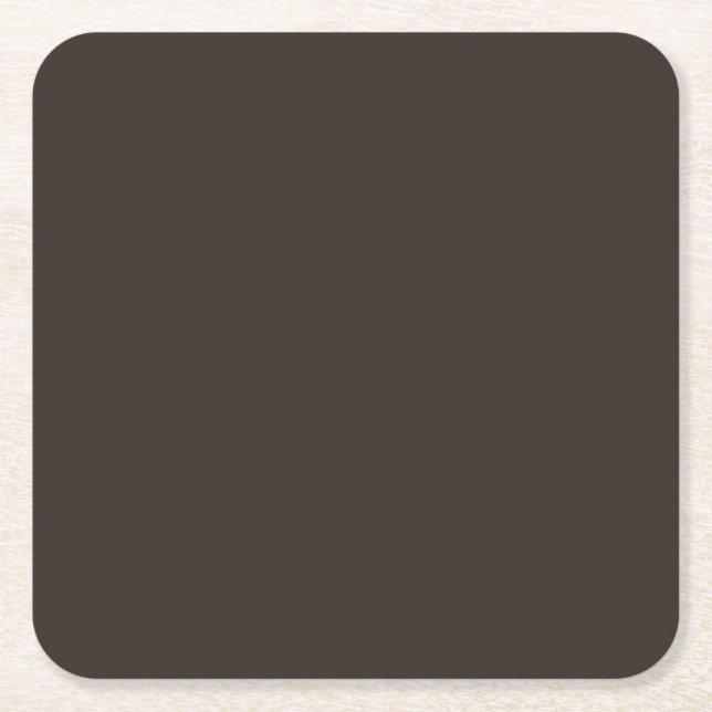 Solid, Plain Walnut Brown,  Square Paper Coaster (Front)