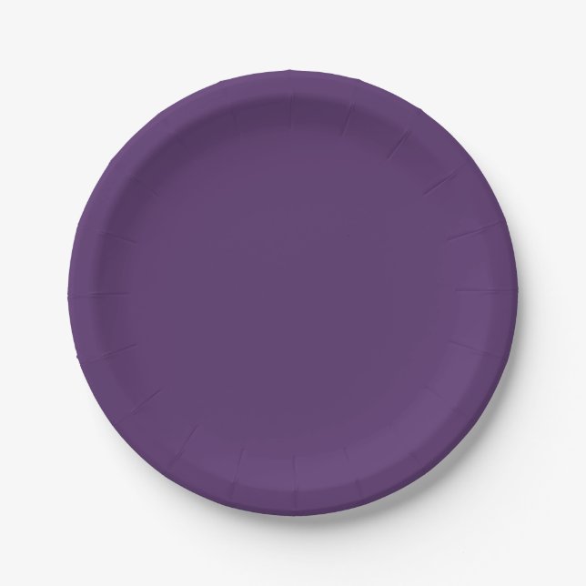 Solid plum wine purple paper plate (Front)