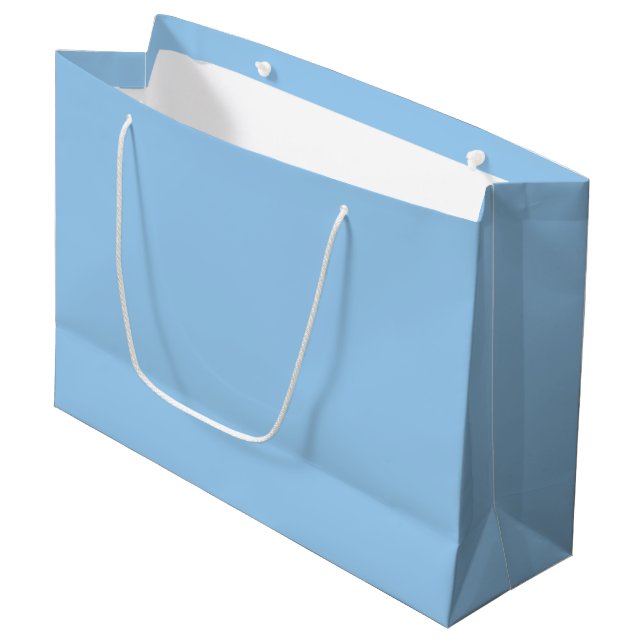 Solid powder light pale baby blue large gift bag (Front Angled)