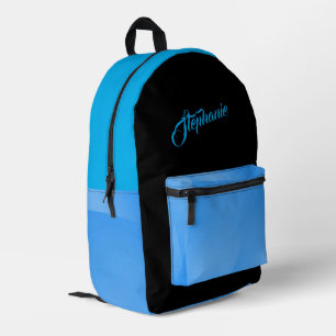 Solid Pretty Turquoise  Blue with Name Printed Backpack