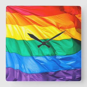 Solid Pride - Gay Pride Flag Closeup Square Wall Clock