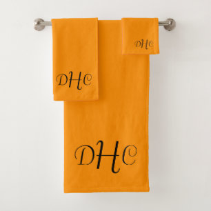 Solid Princeton Orange Monogrammed Bath Towel Set