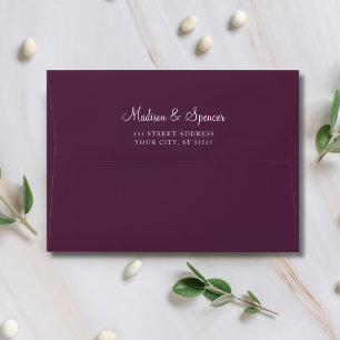 Solid Purple Plum Wedding 5x7 Envelope