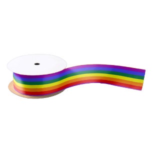 Solid Rainbow Stripes Ribbon Satin Ribbon