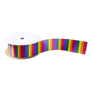 Solid Rainbow Stripes Ribbon Satin Ribbon