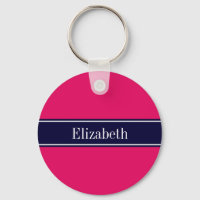 Solid Raspberry, Navy Blue Ribbon Name Monogram
