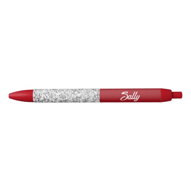 Solid red and crystals black ink pen (Front)