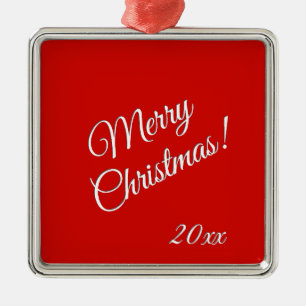 Solid Red Merry Christmas Year Metal Tree Decoration