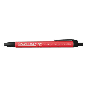 Solid Red, White Logo Promotional Branded Ink Blue Ink Pen