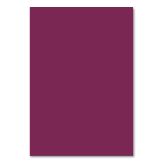 Solid Red Wine Colour | Hex# 7C2855 Table Number (Front)