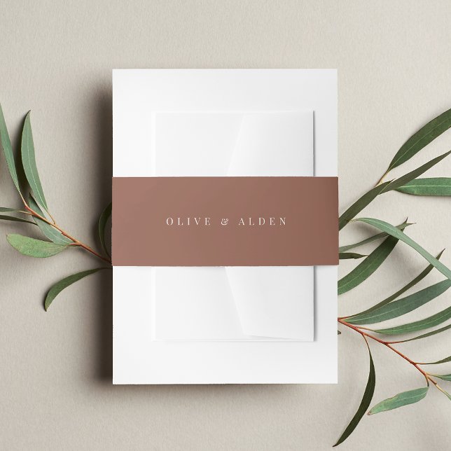 Solid Rust + Classic Lettering Wedding Invitation Belly Band (Creator Uploaded)