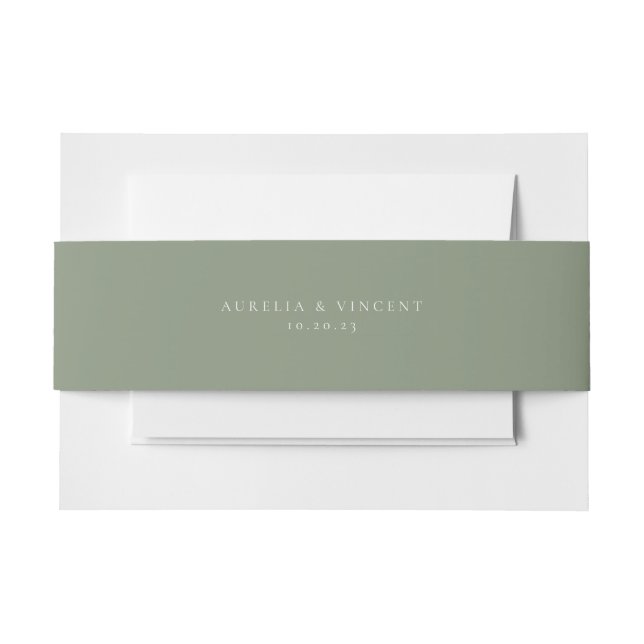 Solid Sage Green Wedding Invitation Belly Band (Front Example)
