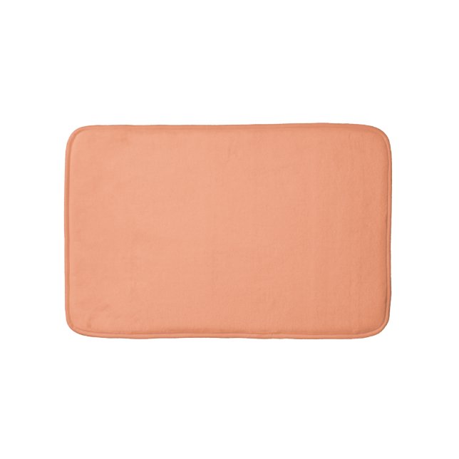 Solid Salmon Pink colour background customisable Bath Mat (Front)