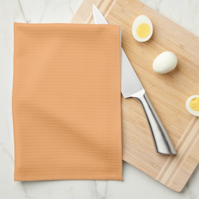 Solid sandy brown pale orange tea towel (Quarter Fold)