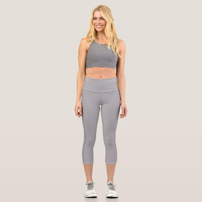 Solid Silver Colour Capri Leggings  (Front)
