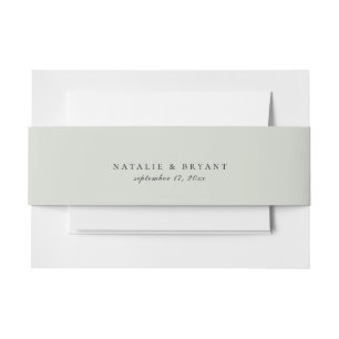 Solid Silver Sage Green Colour Wedding Invitation Belly Band