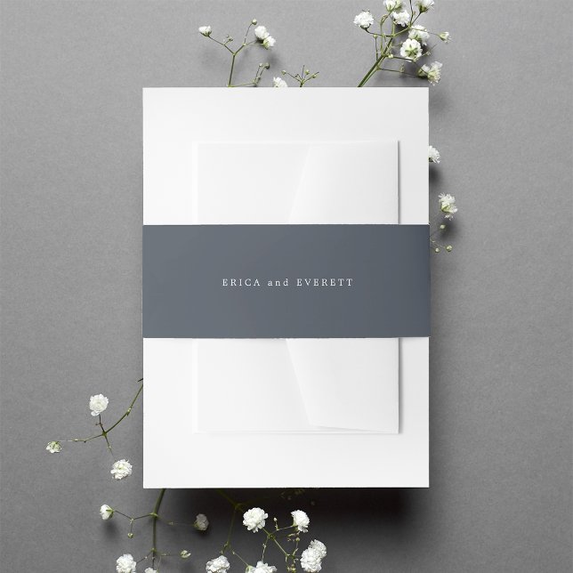 Solid Smoke Green Personalised Wedding Invitation Belly Band (Creator Uploaded)