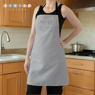 Solid Soft Light Grey Pastel Steel Grey Colour Apron