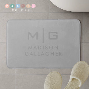 Solid Soft Light Grey Pastel Steel Grey Colour Bath Mat