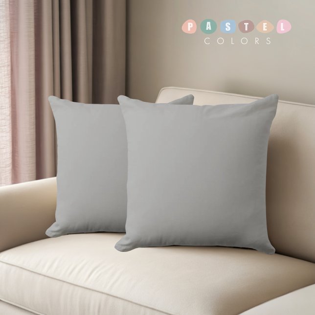 Solid Soft Light Grey Pastel Steel Grey Colour Cushion (Solid Soft Light Gray Pastel Steel Grey Color Throw Pillow)