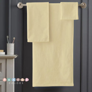 Solid Soft Light Pastel Banana Yellow Color  Bath Towel Set