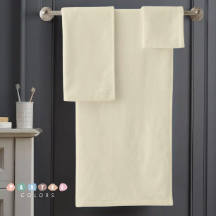 Solid Soft Light Pastel Beige Cream Yellow Color  Bath Towel Set