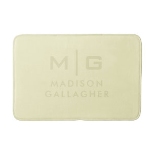 Solid Soft Light Pastel Lemon Green Yellow Color Bath Mat