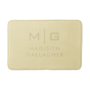 Solid Soft Light Pastel Lemon Yellow Color Bath Mat