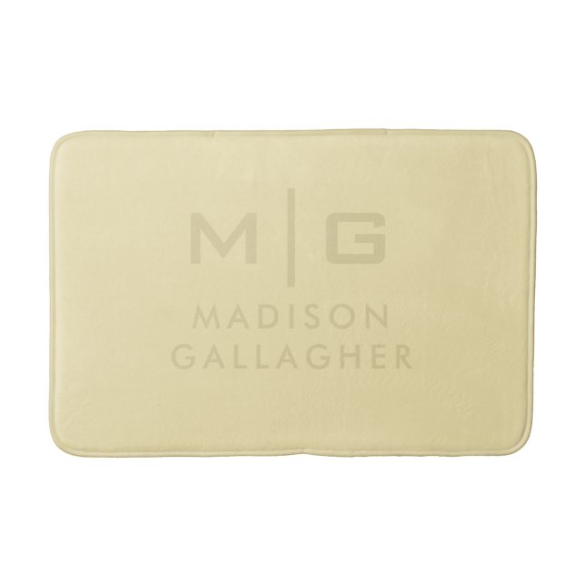 Solid Soft Light Pastel Lemon Yellow Colour Bath Mat (Front)