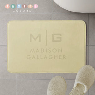 Solid Soft Light Pastel Lemon Yellow Colour Bath Mat