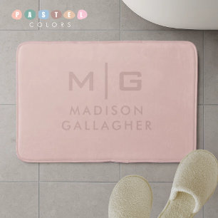 Solid Soft Light Pastel Peach Pink Colour  Bath Mat