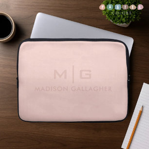 Solid Soft Light Pastel Peach Pink Colour Laptop Sleeve