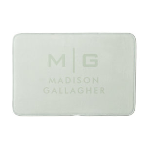 Solid Soft Light Pastel Sage Moss Green Color Bath Mat