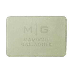 Solid Soft Light Pastel Sage Moss Green Color Bath Mat