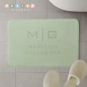 Solid Soft Light Pastel Sage Moss Green Color Bath Mat