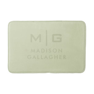 Solid Soft Light Pastel Sage Moss Green Color Bath Mat